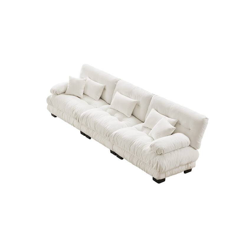 GDFStudio - Chenille 3-Seater 133.8" Deep Seat Sofa Couch