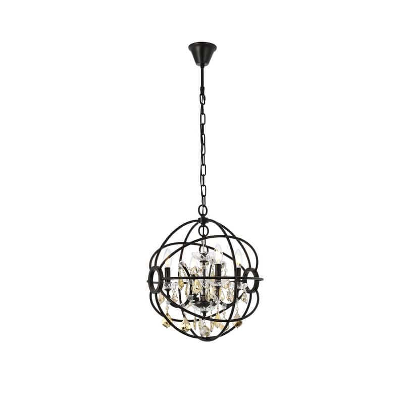 Royce Edge 4 light Dark Bronze Pendant - dark bronze (royal cut golden teak crystals)