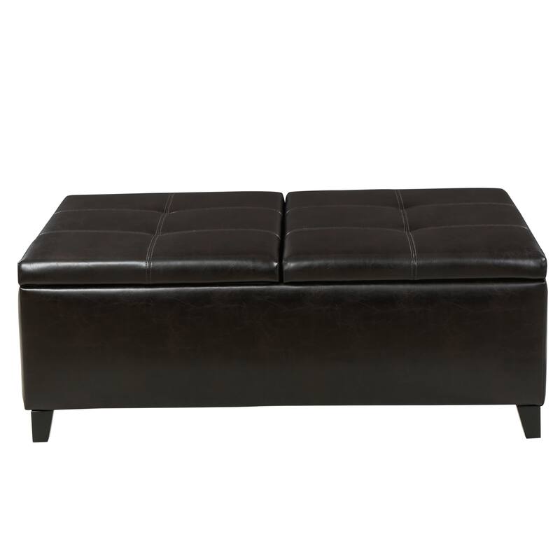 Roomfitters Large Storage Ottoman Coffee Table with Lift Top and Upholstered Seat, Brown