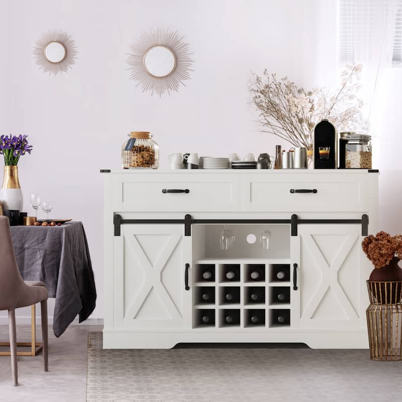 Royalcraft 51.96 Inch Bar Cabinet with Wine Rack and Large Storage