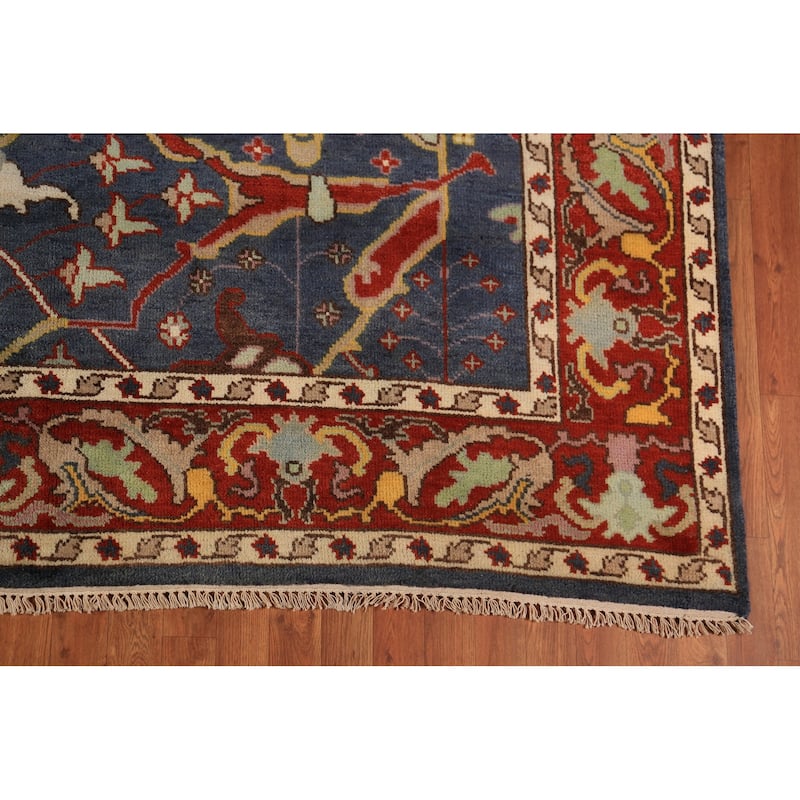 Navy Blue Oushak Indian Area Rug Handmade Wool Carpet - 8'0"x 9'8"
