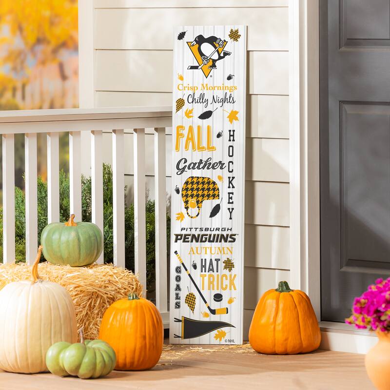 47" Double Sided Seasonal Porch Leaner, Pittsburgh Penguins - 47" x 11.25" - Fall