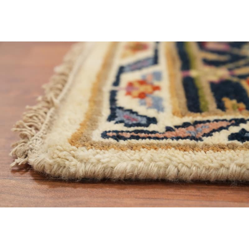 Hand Knotted Oriental 100% Wool Carpet Traditional Medallion Beige & Ivories Heriz (serapi) Area Rug - 9' 11'' X 7' 10''