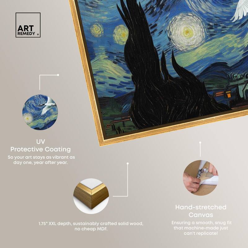 Crane Starry Night Canvas by Art Remedy