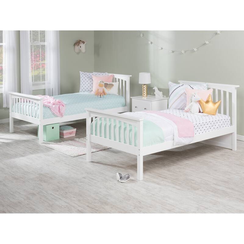 Columbia Bunk Bed Twin over Twin with 2 Drawers in White