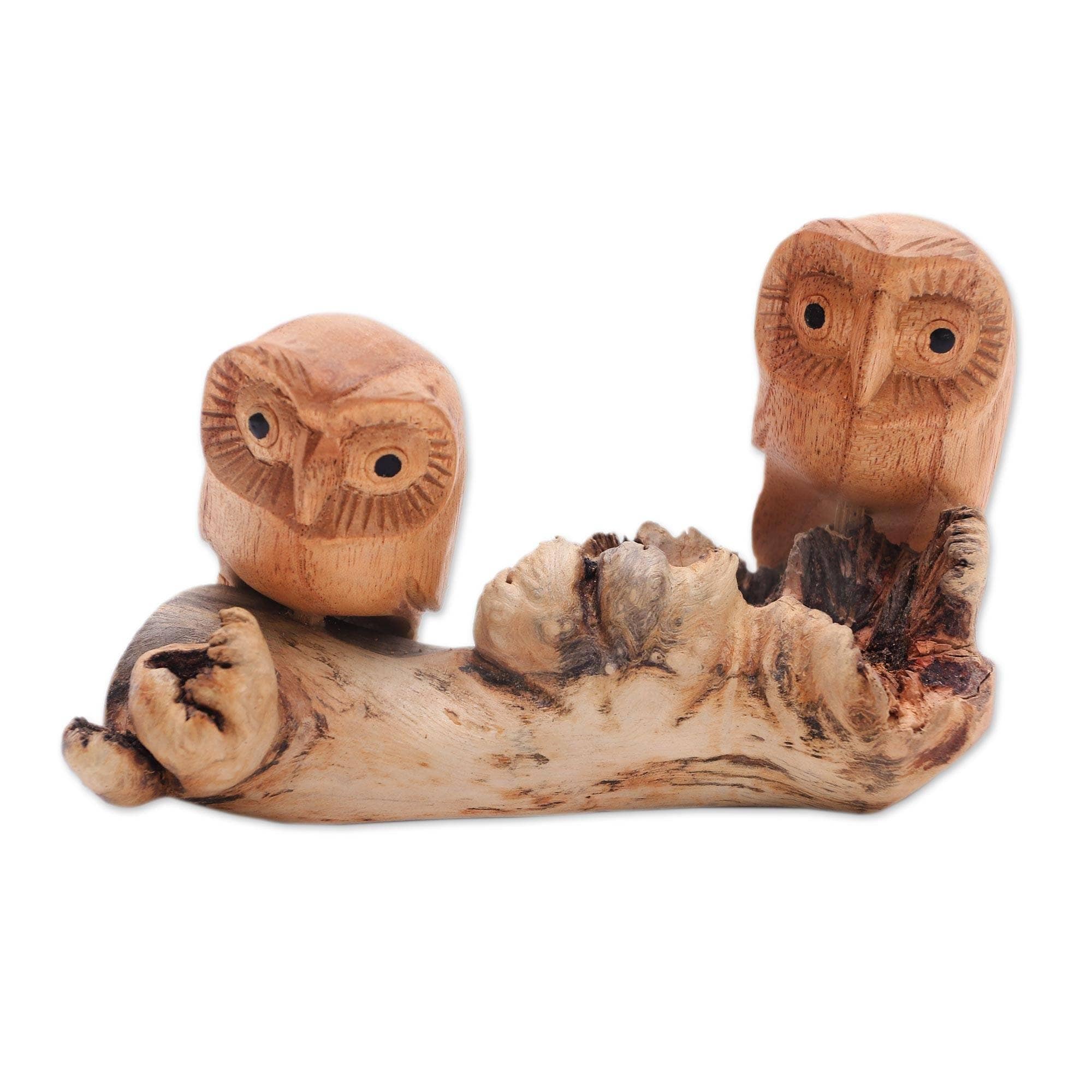  NOVICA Brown Romantic Suar Wood Sculpture , 11.75