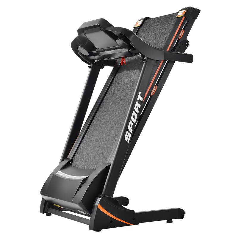 3.5HP Quiet Folding Treadmill with 12 Program, Incline Electric Treadmill with Heart Rate Monitor, Shock Absorption, Cup Holder