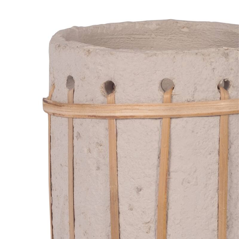 Sagebrook Home Ecomix Ivory Weave Nomad Vase, Round, Solid Color, Flower Arrangement Centerpiece