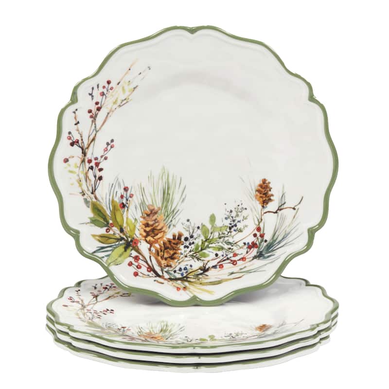 Certified International Winters Forest 9" Melamine Salad/Dessert Plates, Set of 4 - 9" Diameter