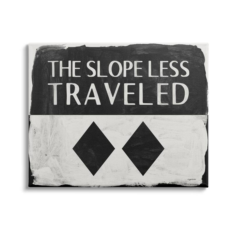 Stupell The Slope Less Traveled Phrase Double Black Diamond Canvas Wall Art Design By Kyra Brown - 20 x 16