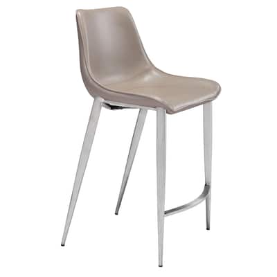 Magnus Counter Stool Brown & Silver