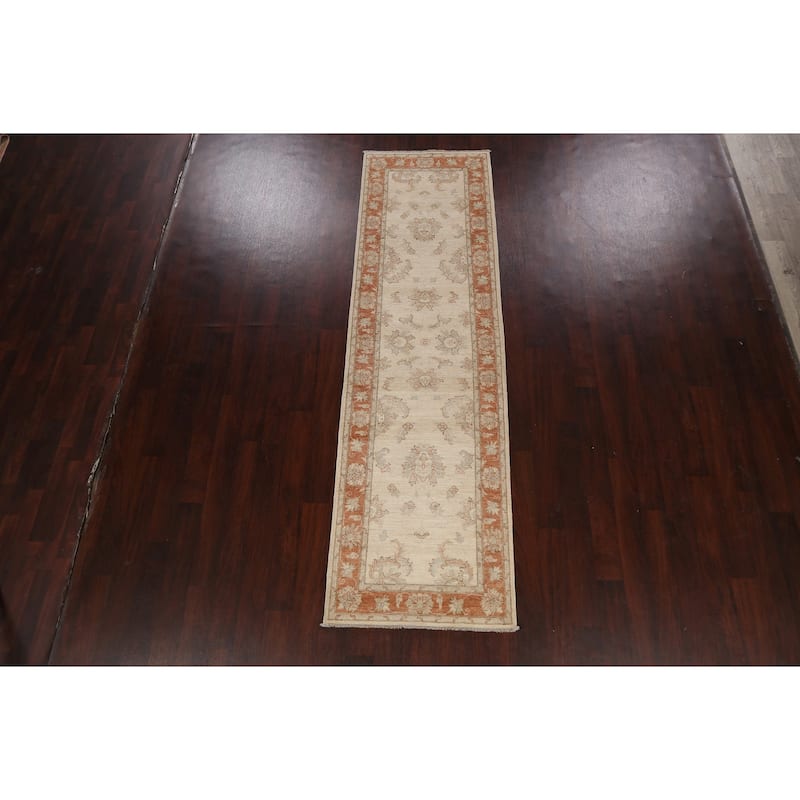Vegetable Dye Floral Peshawar Chobi Oriental Wool Runner Rug Handmade - 2'9" x 9'10"