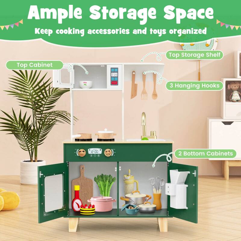 Costway Kids Play Kitchen with Microwave Stoves Rotation Knobs Ice - See Details