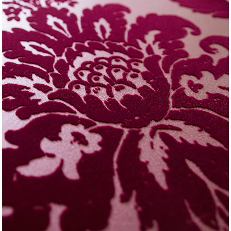 A-Street Prints Shadow Merlot Flocked Damask Wallpaper
