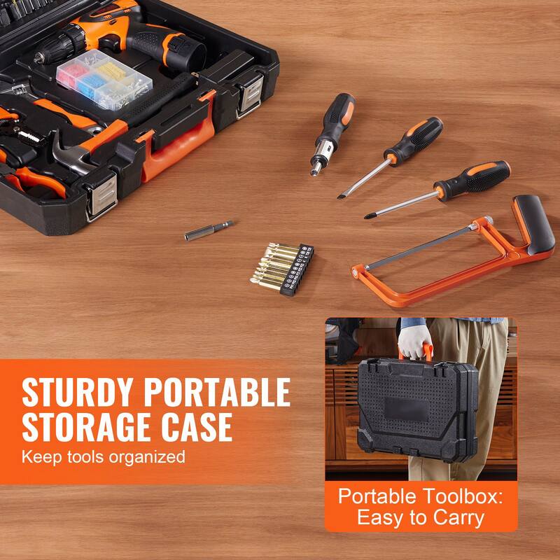 146 Piece Portable General Steel Household Hand Tool Set with Comfortable Grip - 17.13 x 12.60 x 4.53 inch