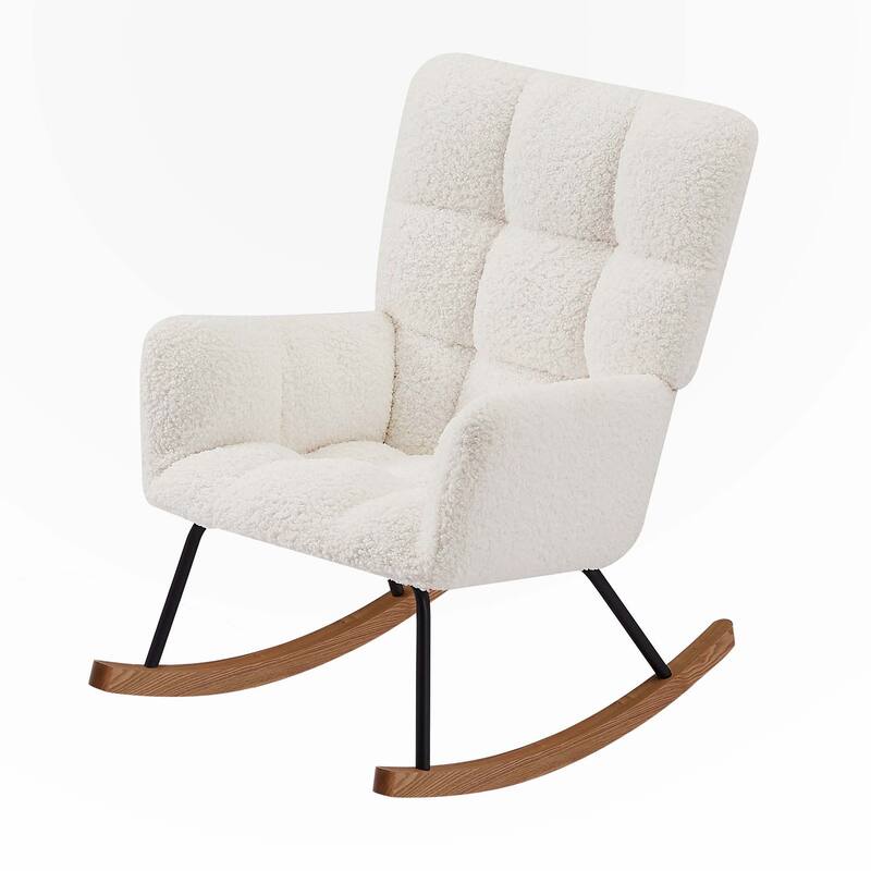 Upholstered Rocking Chair with High Backrest