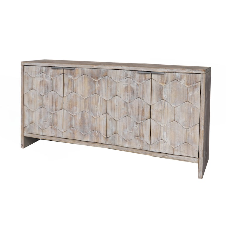 Farmhouse Style 4 Door Wooden Cabinet Sideboard Buffet