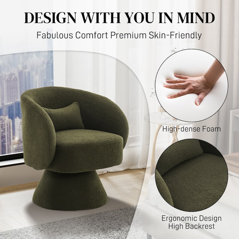 Ouyessir Teddy Sherpa Upholstered Swivel Cuddle Barrel Sofa Chairs