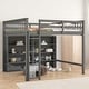preview thumbnail 2 of 12, Full Size Loft Bed with 8-Open Storage Shelves and Built-in Ladder, Grey