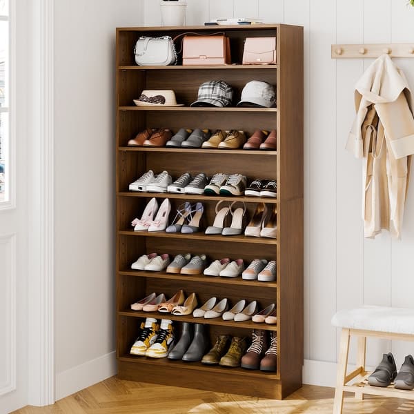 Rebrilliant 10 Tiers 20 Pairs Portable Shoe Organizer Storage Boxes With Magnetic Door, Free-standing Folding Shoe Rack For Closet Entryway Fits Size 12