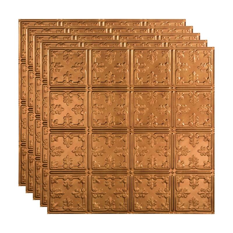 FASÄDE Traditional Style 10 Decorative Vinyl 2ft x 2ft Lay in Ceiling Panel in Antique Bronze (5 Pack) - 5 Pack - Antique Bronze