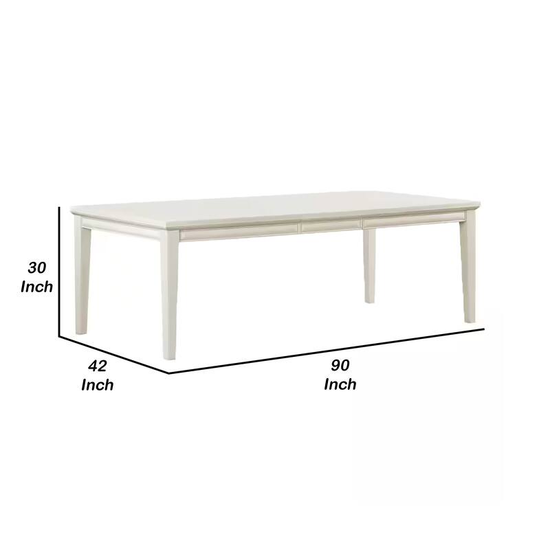 Witzy Dining Table, White Oak Solid Poplar Wood, 90 Inch Rectangular - White Oak