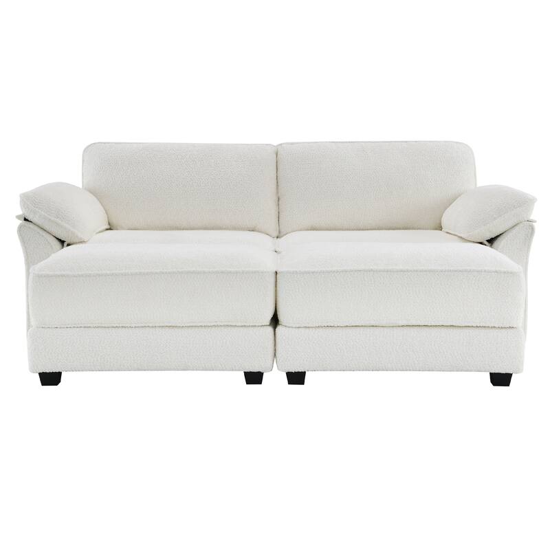 Modular Convertible Sectional Sofa Bed Set, 4 Seat Upholstered Sleeper Corner Couch, Deep-Seat Loveseat With Ottoman