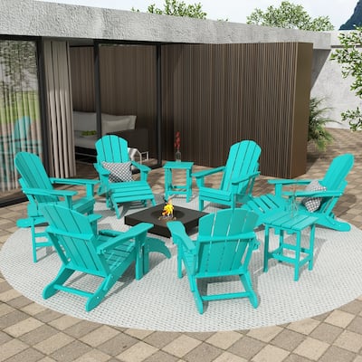 Laguna Hdpe All Weather Outdoor Patio Foldable Adirondack Chairs Conversation Set (12-Piece Set)