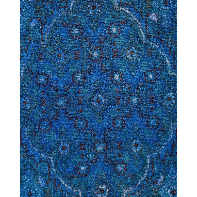 Overton Hand Knotted Wool Vintage Inspired Modern Contemporary Overdyed Blue Area Rug - 8' 2" x 10' 5"