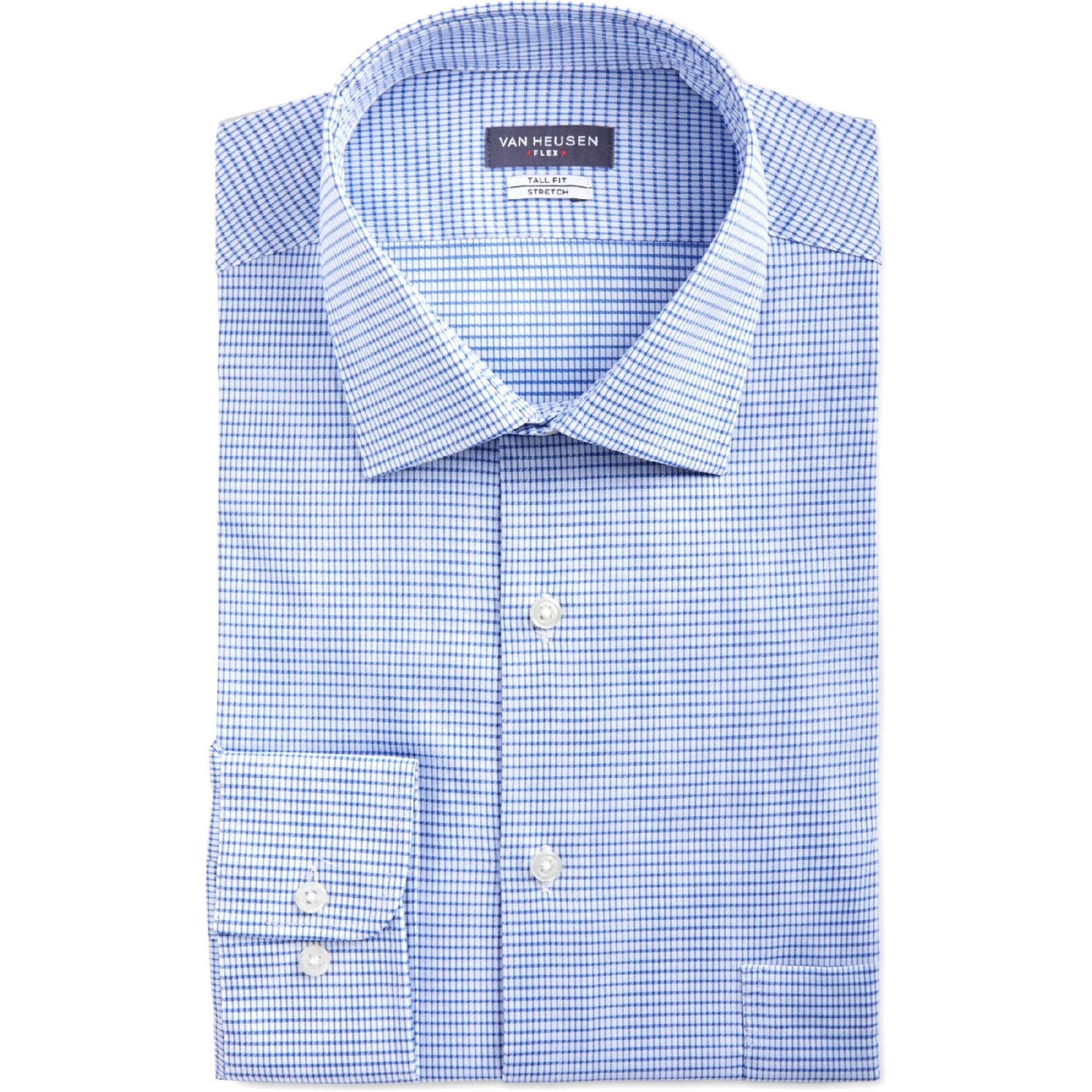 Shop Van Heusen Mens Dress Shirt Plaid Big Fit Blueberry 18 5