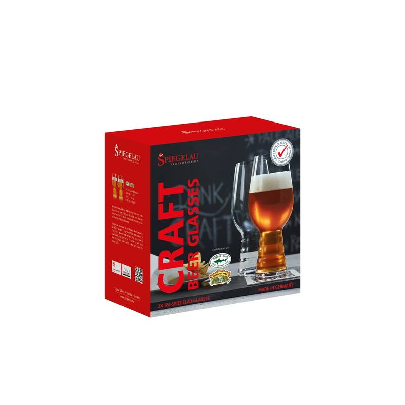 Pack of 2 Craft Beer IPA Glasses, Dishwasher Safe - Clear