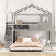 preview thumbnail 1 of 7, Twin Over Full House Bunk Bed with Storage Staircase and Blackboard Grey