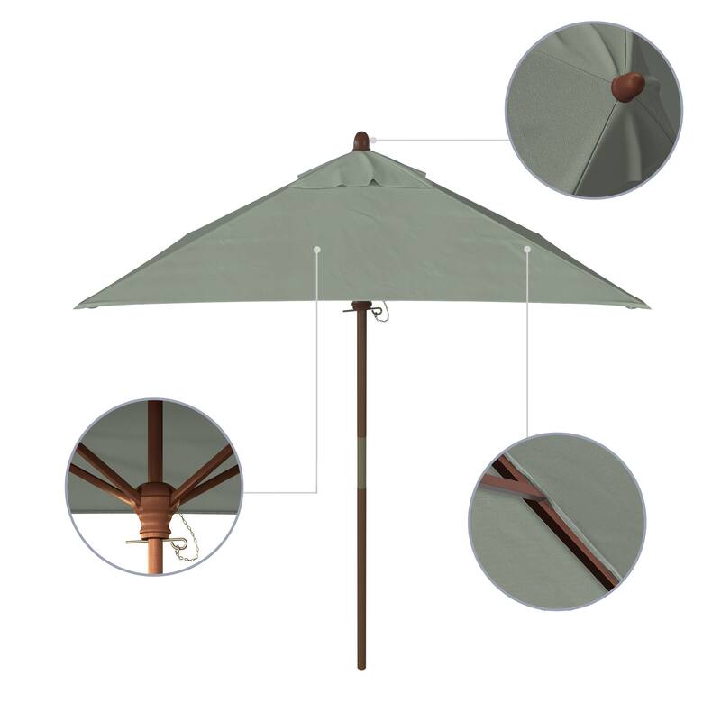 Port Lavaca 6ft Square, Sunbrella Fabric Wooden Patio Umbrella by Havenside Home, Base Not Included