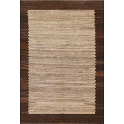 Modern Kilim Oriental Area Rug Hand-Woven Wool Carpet - 6'0"x 7'11"