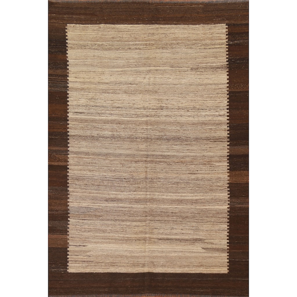 Modern Kilim Oriental Area Rug Hand-Woven Wool Carpet - 6'0"x 7'11"