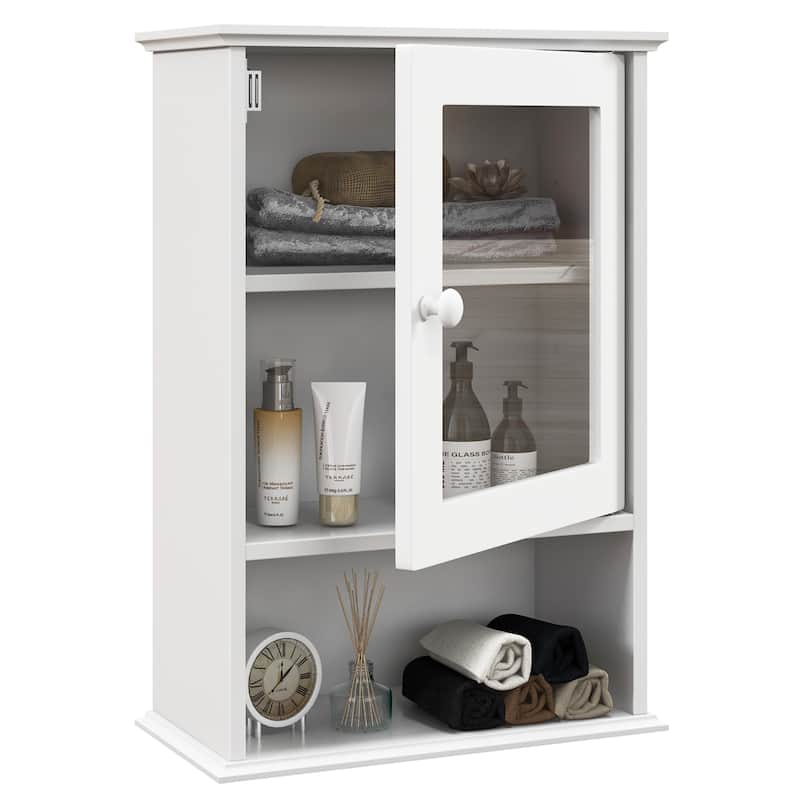 Gymax Wall Mounted Bathroom Cabinet Storage Organize Hanging Medicine - White