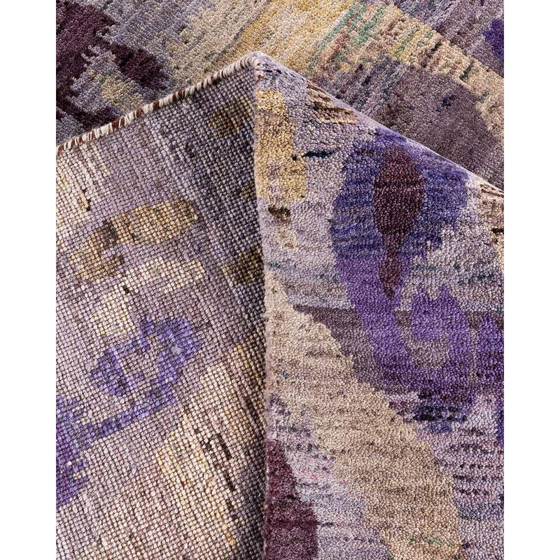 Ikat One-of-a-Kind Handmade Area Rug, Purple - 9' 0" x 12' 3"