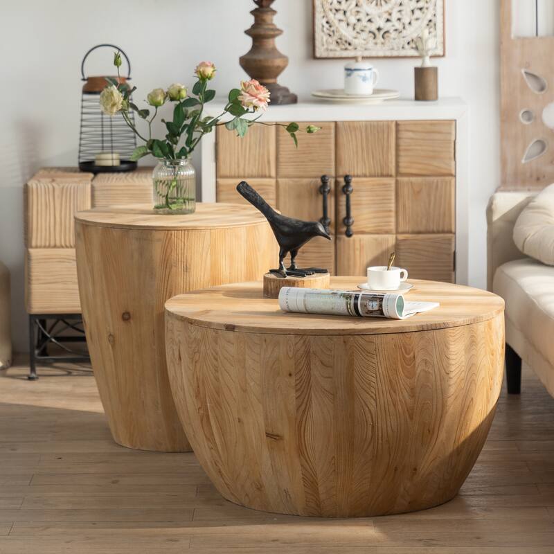 Bucket Shaped Coffee Table Set of Two Pieces