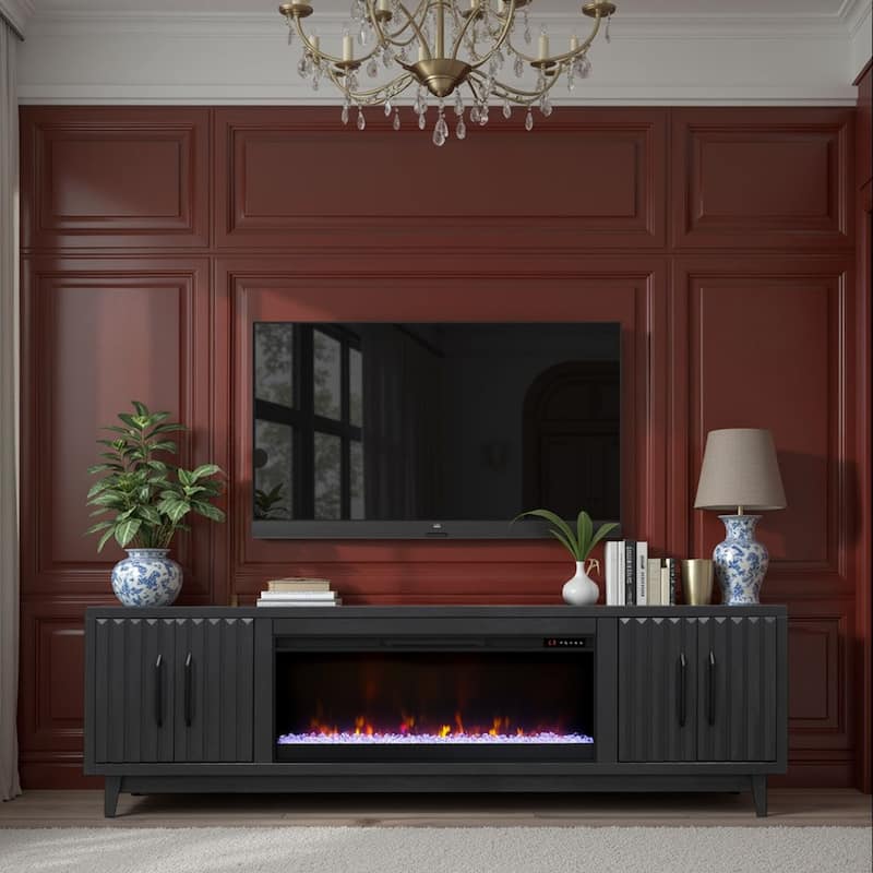Bridgevine Home Radiance 94 inch Fireplace TV Stand for TVs up to 100 inches - Black