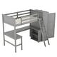 preview thumbnail 7 of 7, Gray Solid Pine Wood Loft Bed with Desk, Shelves, Wardrobe, and Guardrails