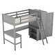 preview thumbnail 19 of 22, Solid Pine Loft Bed with Desk, Shelves, Wardrobe, and Guardrails