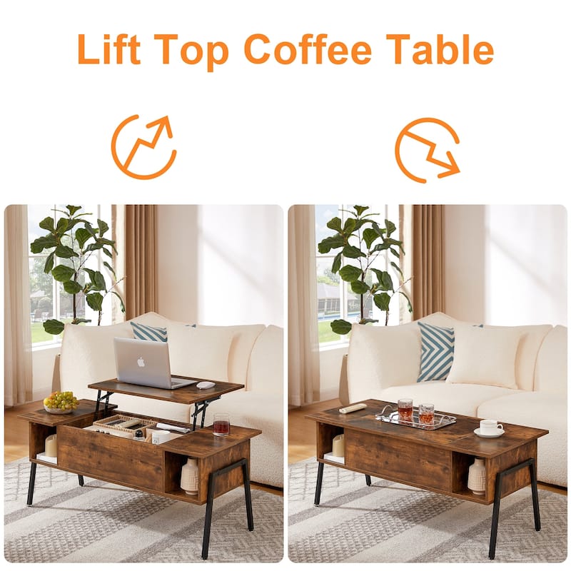 VECELO 3-piece Coffee Table Set,Lift Top Coffee Table with Hidden Storage and Nightstands Set of 2