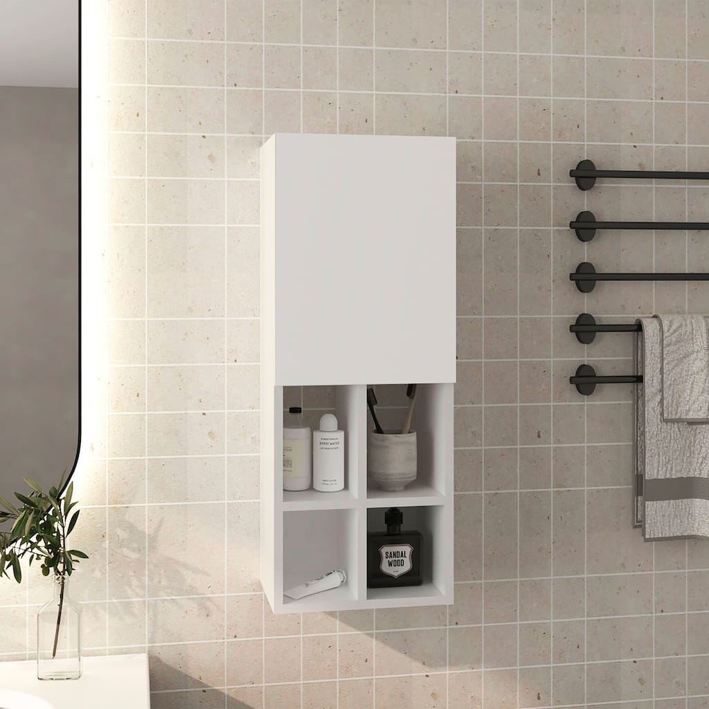 Wall Mount Bathroom Cabinet with Sink and 5 Adjustable Shelves Storage