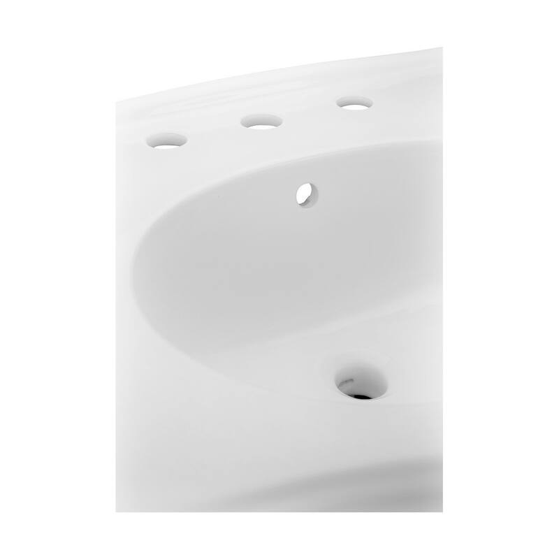 Darbyshire White Pedestal Sink with 8" Widespread Faucet Holes and Overflow (Set of 2) - N/A