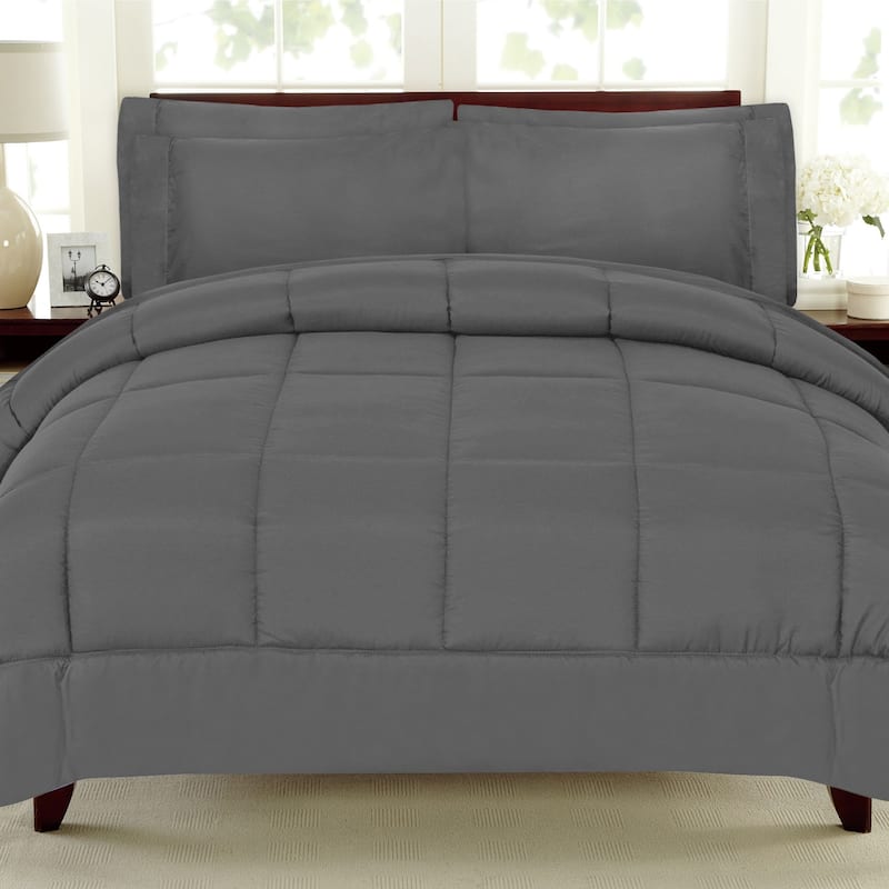 Sweet Home Collection Luxury Solid Bed-In-a-Bag with Sheet Set - Grey - Twin