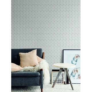 Guadalupe Zellige Tile Gray Wallpaper - Overstock - 31592703