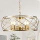 preview thumbnail 1 of 17, Bella Depot Industrial Black Metal Cage Dimmable Chandelier 70-Inch Adjustable Pendant Light for Kitchen Island, Hallway - 20" Gold