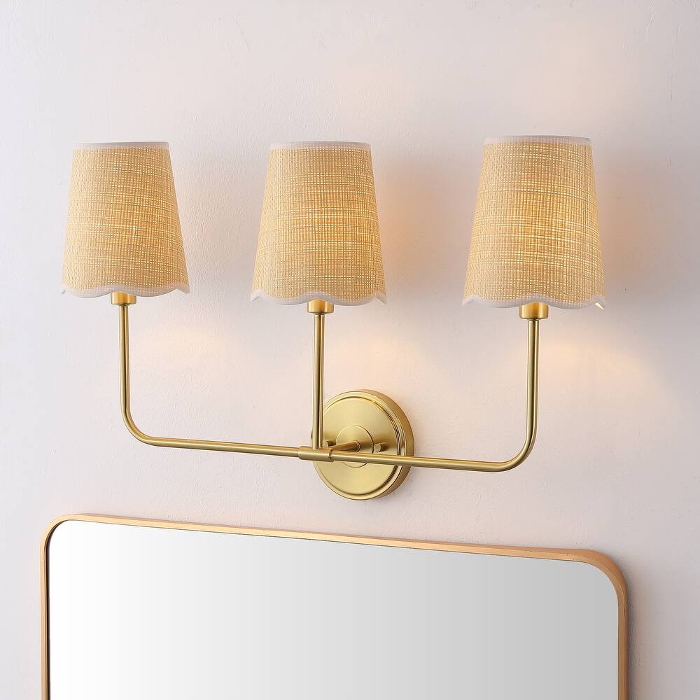 JONATHAN Y Lila Scalloped Fabric Shade/Metal LED Vanity Light