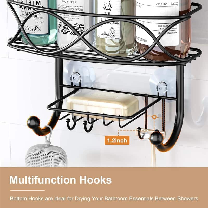 Hanging Shower Caddy Over Showerhead with Hooks Bathroom Shower Organizer Storage Rack