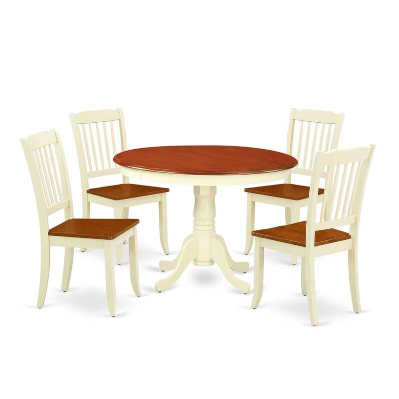Asian Round Dining Set 5pc 42 Inch Table & 4 Chairs - Modern Furniture